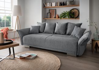 Schlafsofa >Phedra< in 9751 Corto grau, Mikrofaser / Stoff - 242x90x131 (BxHxT)