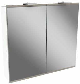 Fackelmann LIMA LED Spiegelschrank 80 cm, Weiß/Braun
