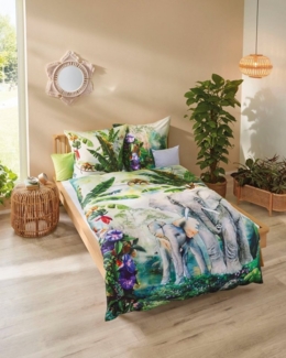 Kaeppel Bettwäsche Elephants, Mako-Satin, 2 teilig, Mit Elefanten