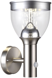 LED Solar Wandleuchte, Edelstahl, Bewegungsmelder, H 28,7 cm
