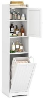 COSTWAY Badkommode, Hochschrank mit Wäschekorb, Stauraum, 170cm