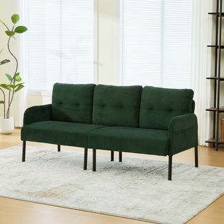 LVHOM 3-Sitzer Sofa mit Metallsockel, Polstersofa mit Seitentaschen, Loungesofa aus Cordstoff, Ergonomisches Stoffsofa, 171x72x80cm
