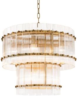 Casa Padrino Kronleuchter Antik Messing Ø 57 x H. 47 cm - Runder Luxus Kronleuchter