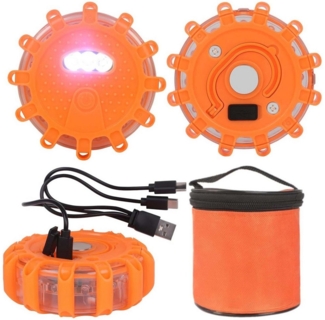 QUBEBU LED Nachtlicht LED Warnleuchte Auto Panne mit 9 Blinkmodi, Magnetfuß und Haken, 3 Stück/Satz, LED fest integriert, 3/6 Stück Wasserdichte Warnleuchten mit Tasche und 3-In-1-Ladekabel, LED Magnet Warnblinkleuchte Auto Warnleuchten Notbeleuchtung ...