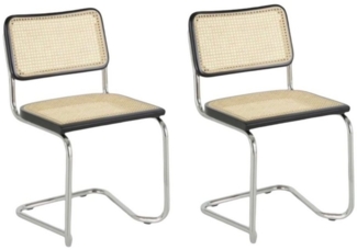 k-hometrends Freischwinger Moderner Schwingstuhl KALE, Wohnzimmerstuhl (2er Set), Wiener Geflecht