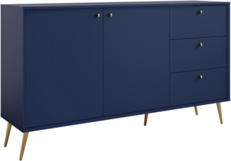 AX LIVING Kommode mit Türen Rorene 156 cm Blau Gold Modern
