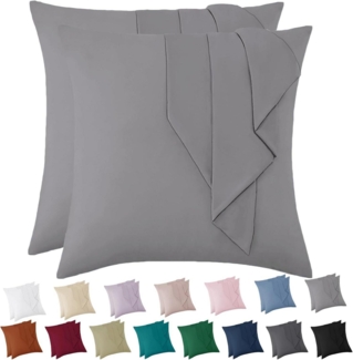 Vielit Kissenbezug 80x80 Grau 2er Set Mikrofaser Weich Pillowcase Öko-Zertifikat