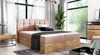 Boxspringbett Schlafzimmerbett KALYPSO 140x220cm Stoff Rose inkl. Bettkasten