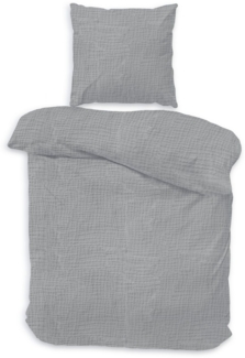 Träumschön Bettwäsche Musselin Set aus Baumwolle 135x200 cm oder 155x220 cm, Uni grau, Musselin, 2 teilig, 100% Baumwolle, Reißverschluss, weich, atmungsaktiv und hypoallergen