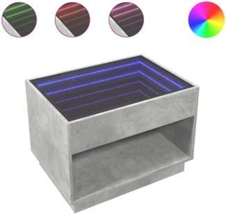 vidaXL Couchtisch mit Infinity-LED Betongrau 70x50x50 cm 847661