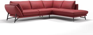 Sofanella Ecksofa ESTELLA Wohnlandschaft Ledersofa Eckgarnitur in Rot