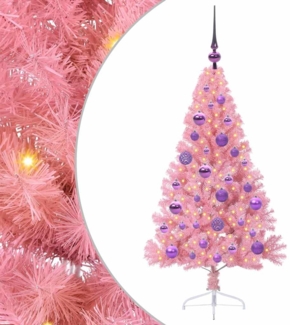 vidaXL Künstlicher vorbeleuchteter Weihnachtsbaum Rosa 120 cm PVC 3397056