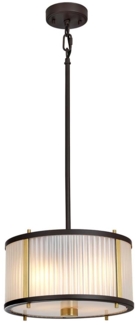 Pendellampe, Deckenleuchte, Stahl Glas, Messing , D 30 cm