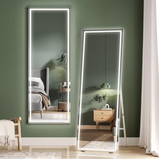 Dripex Ganzkörperspiegel LED Standspiegel mit Beleuchtung Wandspiegel für Ganzkörper, 3 Lichtfarbe einstellbar dimmbar Standspiegel mit Touch-Schalter