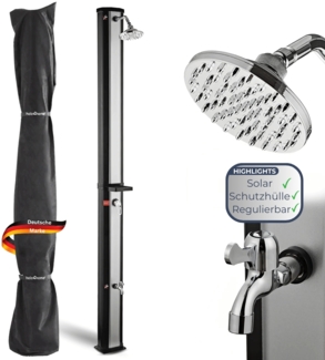 Outdoor Solardusche 40 Liter inkl. Wasserspeicher - Mit Abdeckung | Solar Gartendusche warmes Wasser Pooldusche Campingdusche