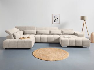 COTTA Wohnlandschaft Orion U-Form, mit Kopfteilverstellung und Zierkissen
