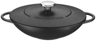 Tramontina Wok TRENTO - Gusseisen, Woktopf, 32 cm, Gusseisen (1 Wok, 1 Deckel), Woktopf mit Deckel, Induktion, Optimale Wärmeleitung