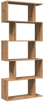 vidaXL Raumteiler-Bücherregal 5 Etagen Artisan-Eiche 70x24x161 cm 858101