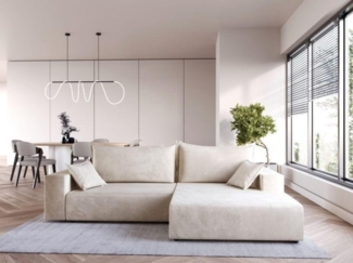 Compleo Ecksofa modern design, 240 cm breit, Modern Couch L mit Schlaffunktion, Schlafcouch Ausziehbar