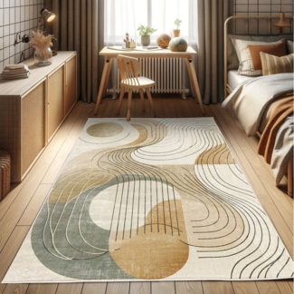 Abakuhaus Teppich Dekorativer Teppich für Wohnzimmer und Schlafzimmer, rechteckig, Modern Boho Abstrakte Geometrie Wirbel