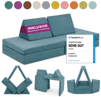 Linodino Kindersofa Spielsofa I aus Schaumstoff Bausteine I Spielcouch für Kinder, Wasserfeste Unterbezüge, Waschbare Chenille Bezüge 30°