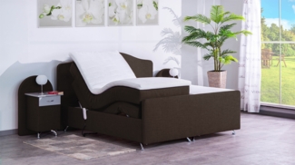 Meisterbetten Boxspringbett Epos 200x220 in W-Dark Brown, Matratzenbezug Nano, Ergoflex-Topper