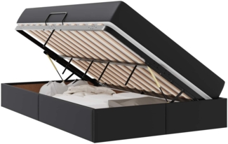 vidaXL Aufbewahrungsbett mit Matratze Schwarz 120x200 cm Kunstleder 3399604