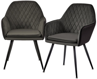 TRISENS Esszimmerstuhl (2 St), Armlehnenstuhl mit abgestepptem Bezug Essstuhl in Samt- und Lederoptik