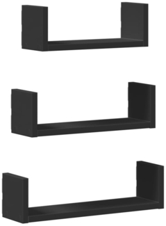 vidaXL Wandregal 3 Stk. Schwarz Holzwerkstoff 853309