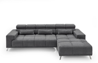 Iwaniccy Wohnlandschaft elektr. Sitztiefenverstellung, 3 Kissen, anthrazit - 285x99x201 BxHxT