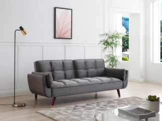 Vente-unique - Klappsofa 3-Sitzer mit Schlaffunktion - Samt - Grau - GULCAN