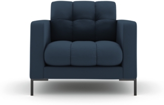 Micadoni Sessel Mamaia 1-Sitzer Strukturierter Stoff Blau Metall schwarz