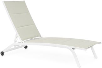 Sonnenliege Cleopass 2er-Set aus Aluminium, modern, verstellbar mit Rollen, Weiß Lagun