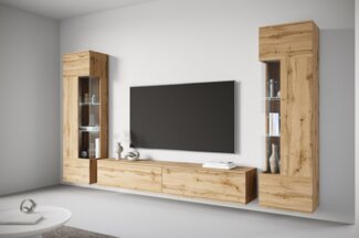 INOSIGN Wohnwand Kenia, Vitrine Türanschlag links/rechts wechselbar, (3-St), Vitrinen mit Eckverglasung, hängend und stehend montierbar