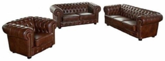 JVmoebel Sofa Leder Sofagarnitur Polster 3+2+1 Chesterfield Sofa 100% Leder Sofort, Made in Europa