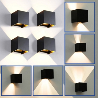 WILGOON LED Wandleuchte 6W LED Aluminium Wandlampe mit Austauschbarer, Auf & ab Einstellbarer, LED fest integriert, warmweiß, verstellbarer Wandstrahler für Wohnzimmer Schlafzimmer Treppen Flur