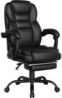 Yaheetech Chefsessel Bürostuhl aus Kunstleder, Drehstuhl mit Fußstütze & Adaptiven Armlehnen Computerstuhl