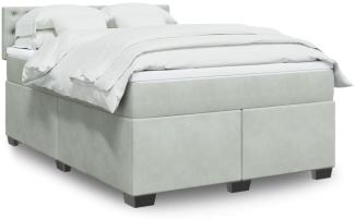 vidaXL Boxspringbett mit Matratze Hellgrau 140x200 cm Samt 3286342