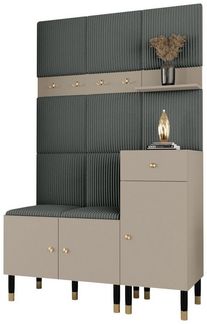 ABIKS MÖBEL Kompaktgarderobe PALERMO Set 5 Garderobe mit gepolsterten Paneelen, Industriell Design