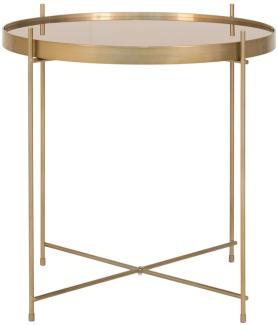 Eleganter Couchtisch VENEDIG messingfarbig mit Glas ca. ø48xH48cm