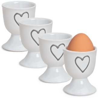 matches21 HOME & HOBBY Eierbecher, (4-tlg), Runde Keramik Ei-Halter als lustige Frühstücks-Eier Tisch-Deko