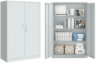 STEELSØN 'Regulus' Schrank, hellgrau, mit 4 Fächern, 140x90x40cm