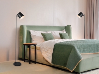 2er SET kleine Akku Stehlampen kabellos - dimmbar, Metall Schwarz, Höhe 125cm