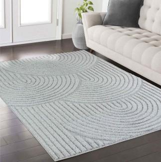 TaraCarpet Designteppich Designerteppich Tokio hoch-tief Struktur Wellen uni, rechteckig, Höhe: 20 mm, moderner scandi BOHO grau Wohnzimmer Schlafzimmer Flur 200x290 cm