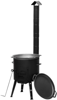 Ø40 Uchag 2mm stahl Utschak mit Abzugsrohr Utschag Campingofen 12L Gusseisen Kazan mit Gusseisen Deckel-Grillpfanne Kasan Feuerstelle Feldküche