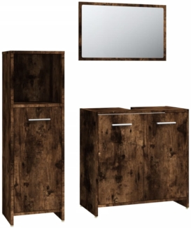 vidaXL 3-tlg. Badmöbel-Set Räuchereiche Holzwerkstoff 3154406