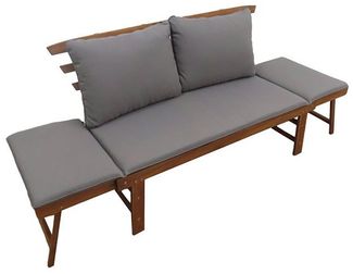 riess-ambiente Gartenbank MODULAR 200cm natur – FSC zertifiziertes Holz, klappbar, mit Kissen (Einzelartikel, 1-St), Outdoor-Sitzbank mit Liegefunktion – ideal für Garten & Terrasse