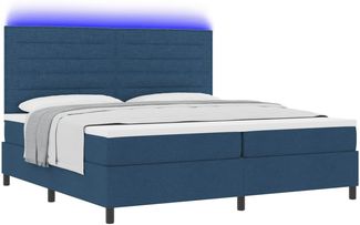 vidaXL Boxspringbett mit Matratze mit LED Blau 200 x 200 cm Stoff 3342822