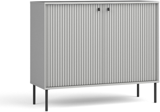 AX LIVING Kommode Grau Irelis 105 cm Schwarz Griffe Modern