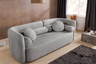 riess-ambiente 3-Sitzer ART DECO 200cm grau · gepolsterte Retro Couch aus Bouclé inkl. Kissen, Einzelartikel 1 Teile, Sofa · Schaumstoff Polsterung · Rundum-Bezug · abgerundete Ecken